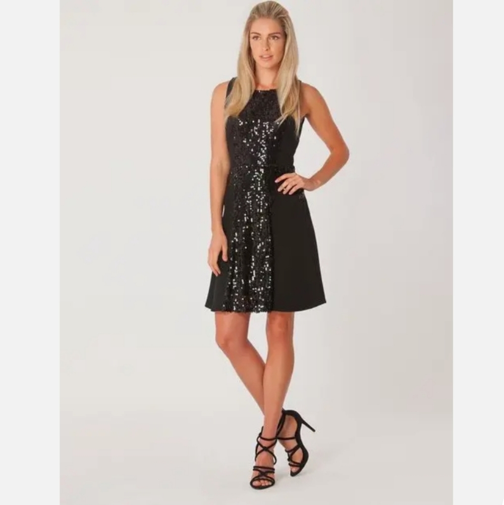 Hale Bob Black Sequin Cocktail Dress SIZE LARGE